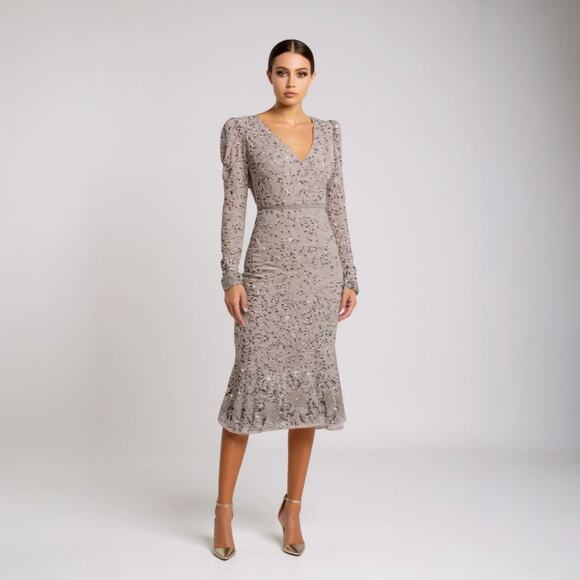 Mac Duggal Dresses & Skirts - MAC DUGGAL BEADED SEQUIN GOWN WITH EMBELLISHED HEMLINE Blush/Light Purple  Sz 6